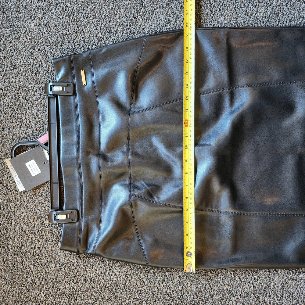 Andrew Marc Black Leather Pencil Skirt - Picture 6 of 6